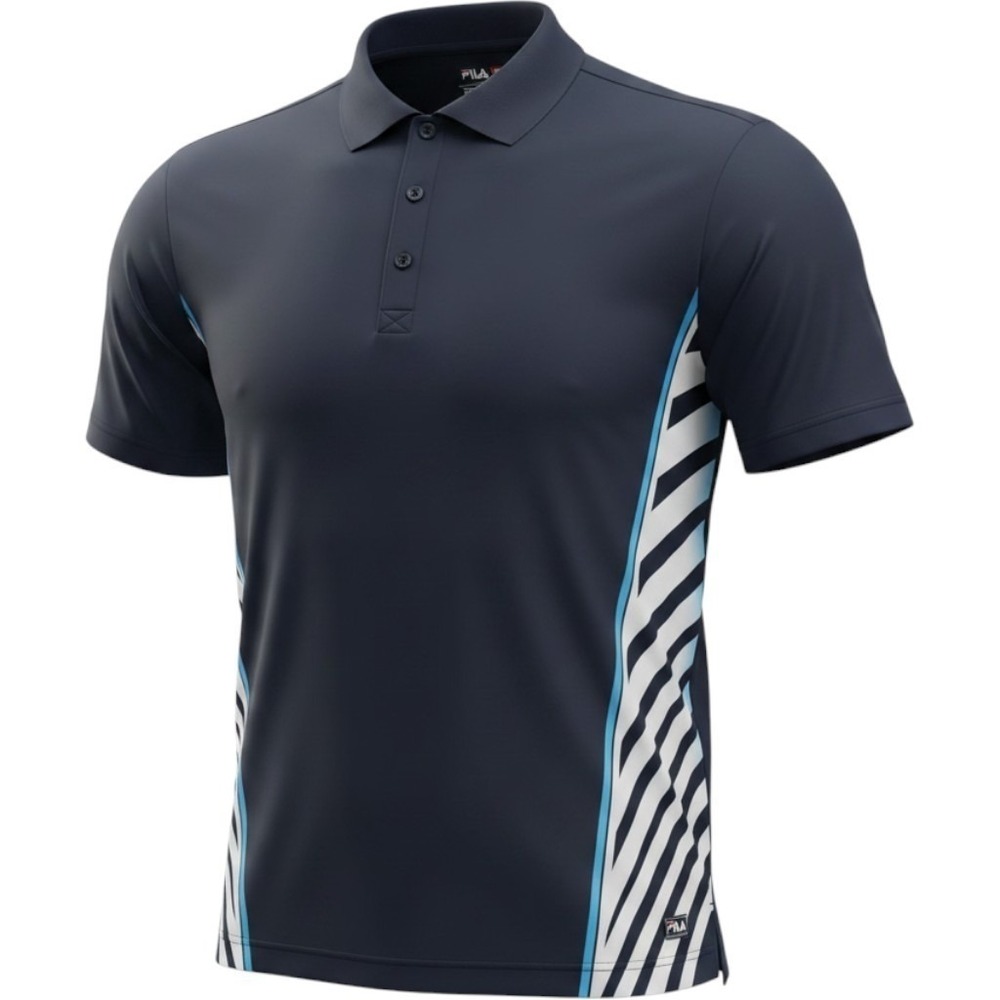 Fila Sport Golf Mens Navy Blue Striped Performance Polo Shirt Size Medium NWT
